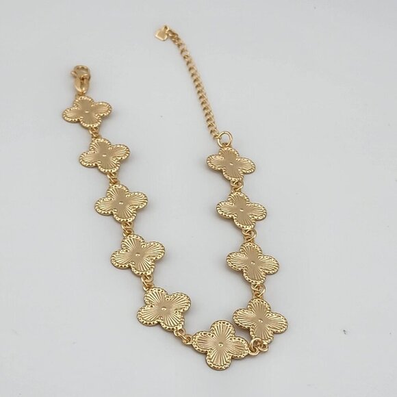 Brand New Brazilian 18k Gold Filled 10 Clover Anklet - Picture 7 of 8